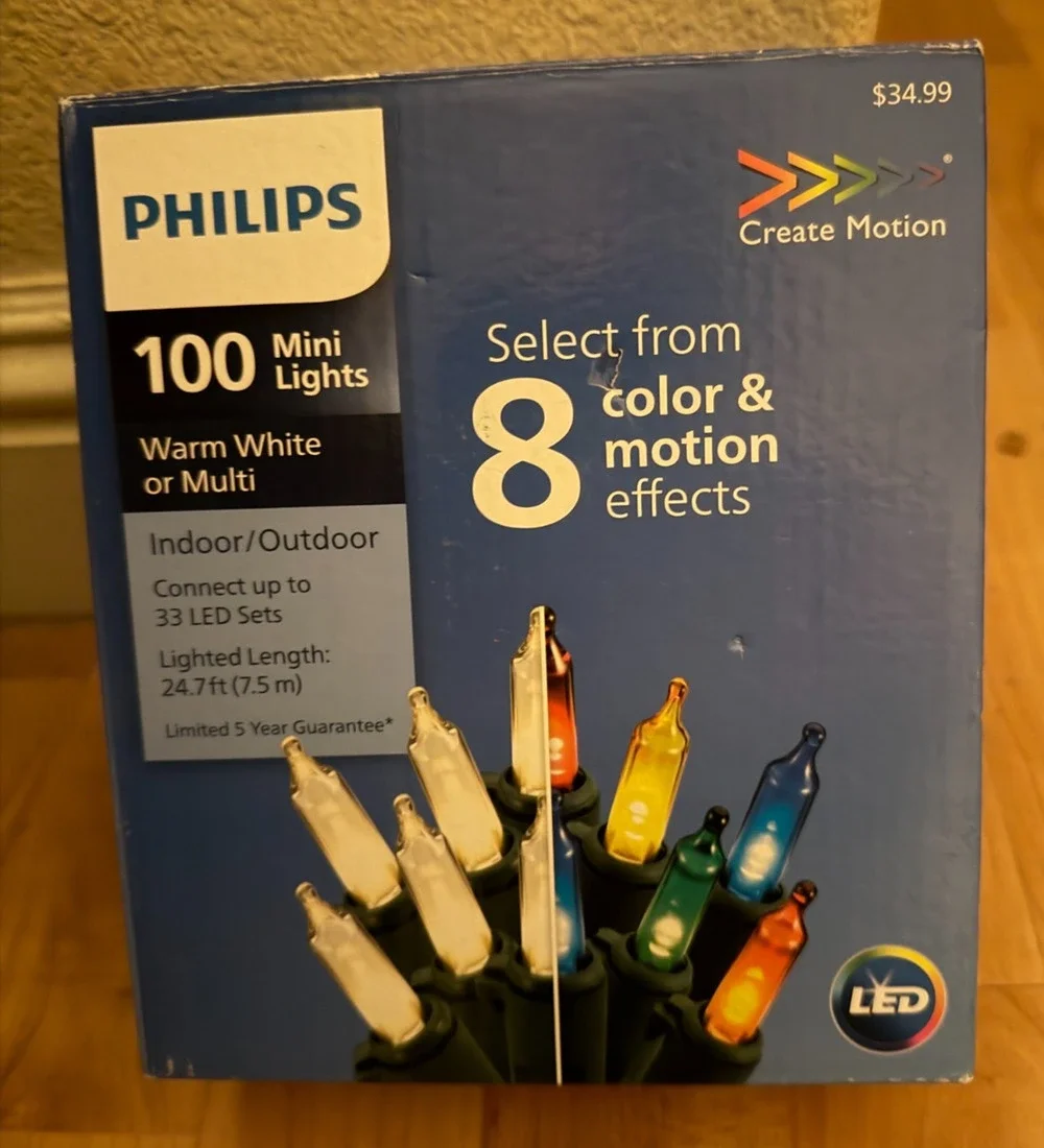 Philips LED Warm White /Multi Color Motion Effects Mini Christmas Lights
